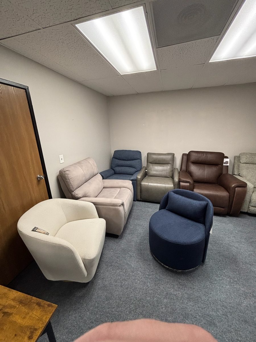 Chairs and seating in the store