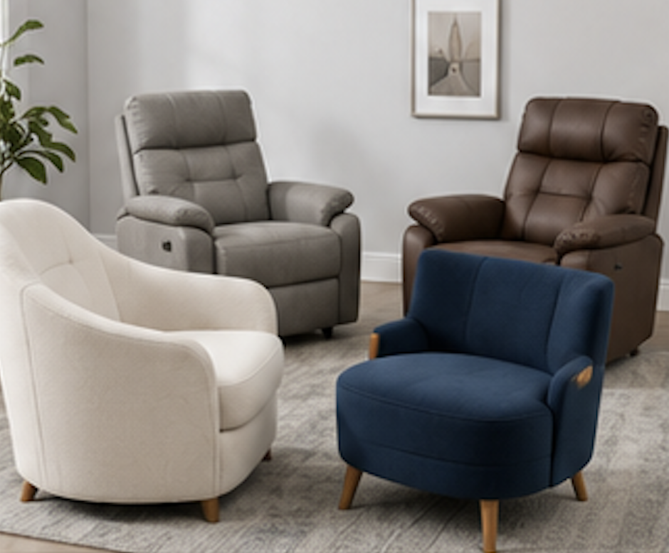 Chairs and seating in the store