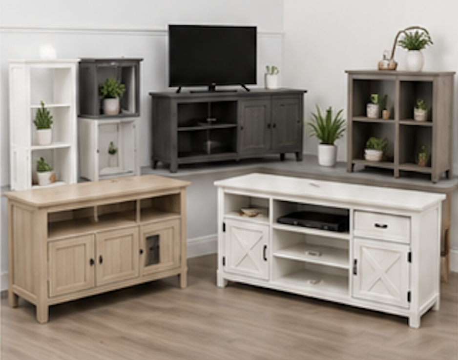 TV stands and cabinets in the store